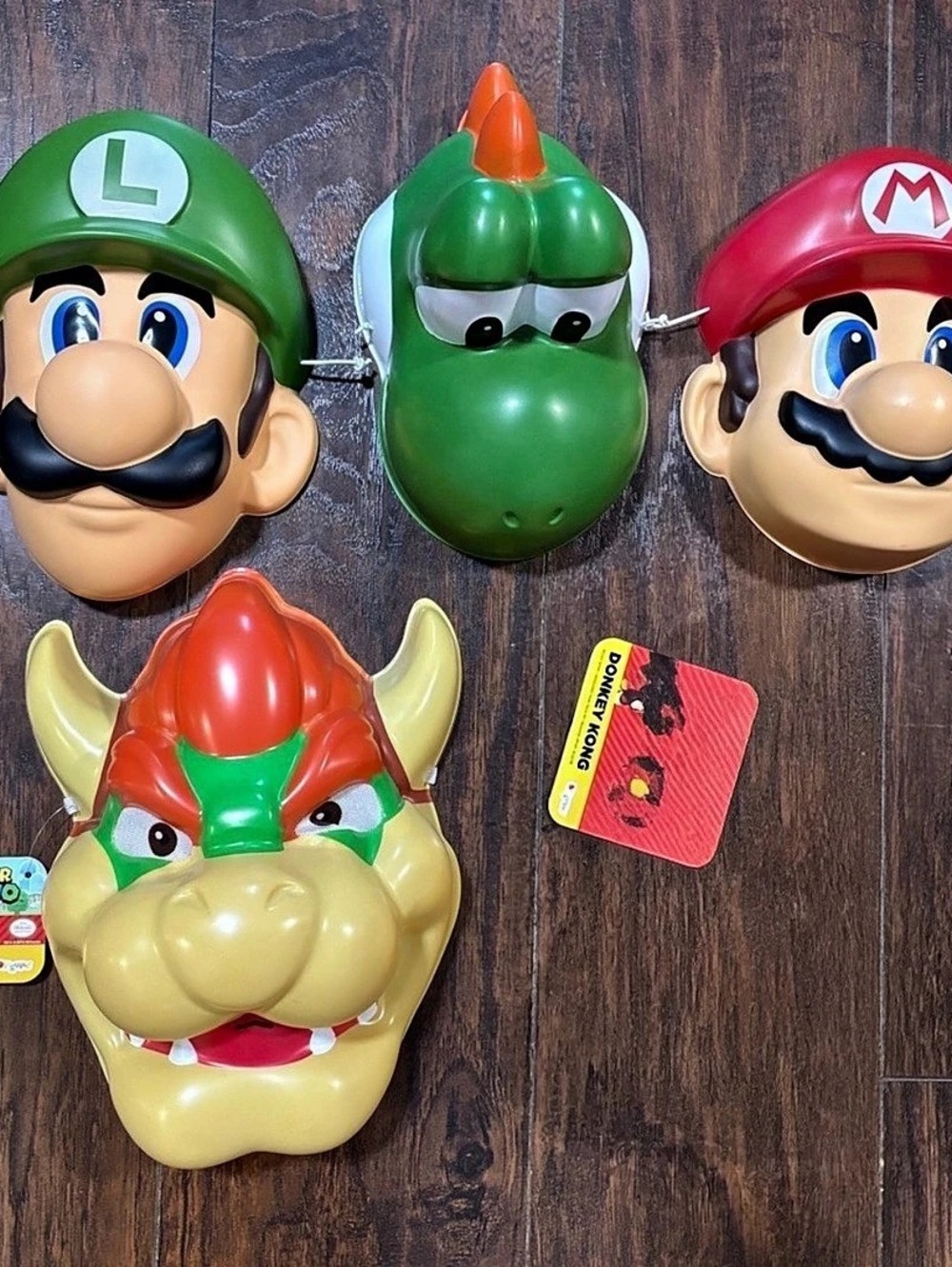 Nintendo Super Mario character mask set of 4, Luigi, Mario, Yoshi & Bowser